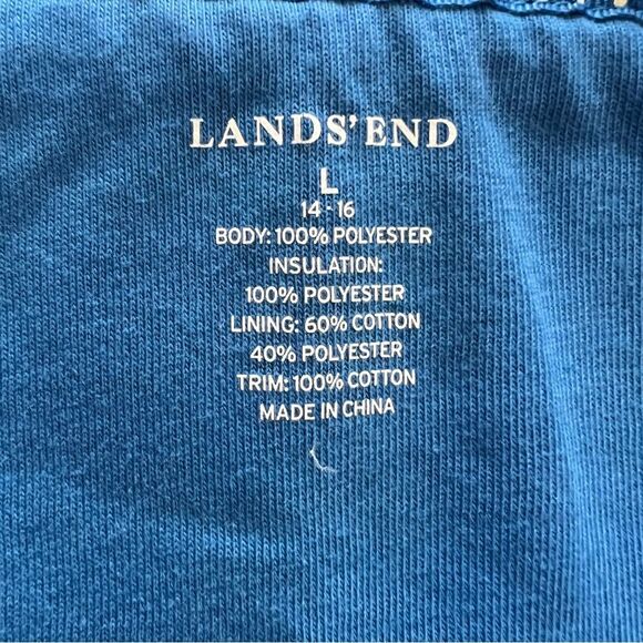 Lands End Turquoise Thick Lined Fleece Vest Large Zip Front - Picture 5 of 10